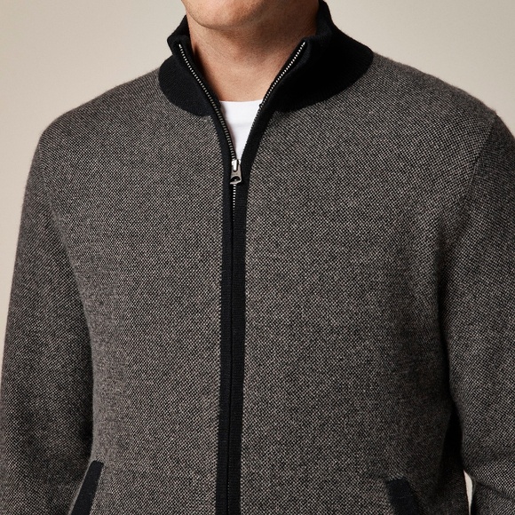 J.Crew Cashmere full-zip sweater in bird's-eye stitch - Picture 4 of 5
